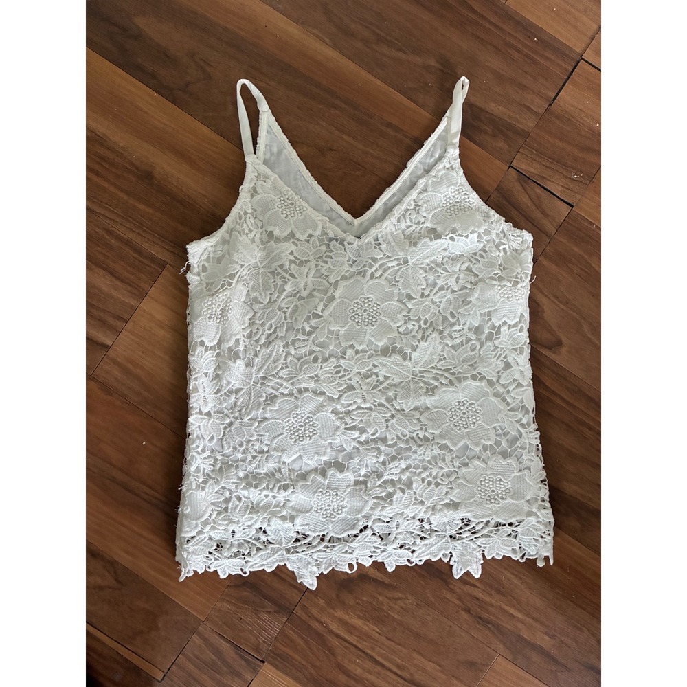 White House Black Market‎ Floral Lace Camisole White Tank Top S Cottagecore
